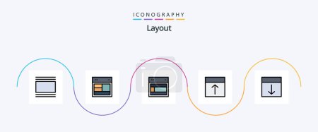 Téléchargez les illustrations : Layout Line Filled Flat 5 Icon Pack Including . web. page. interface - en licence libre de droit