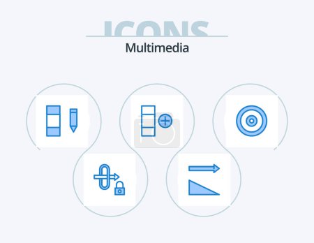 Illustration for Multimedia Blue Icon Pack 5 Icon Design. . web. edit. target. mobile - Royalty Free Image