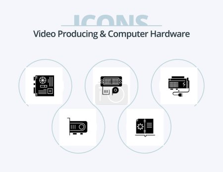 Illustration for Video Producing And Computer Hardware Glyph Icon Pack 5 Icon Design. apc. data. computer. connection. motherboard - Royalty Free Image