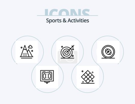 Illustration for Sports and Activities Line Icon Pack 5 Icon Design. game. cue ball. sports. healthcare. game - Royalty Free Image