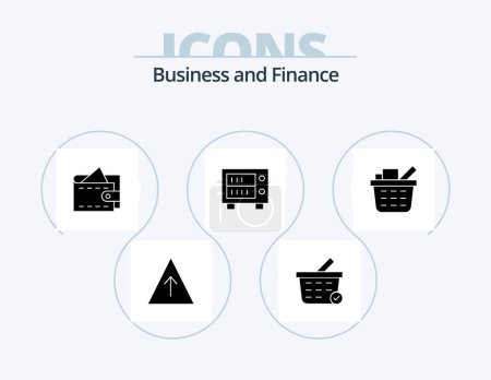 Téléchargez les illustrations : Finance Glyph Icon Pack 5 Icon Design. . . wallet. shopping cart. basket - en licence libre de droit