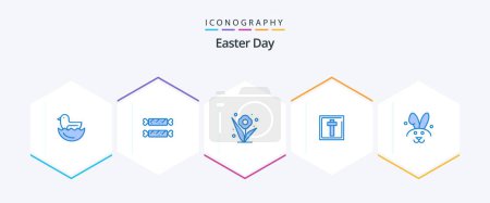 Illustration for Easter 25 Blue icon pack including rabbit. bynny. plant. sign. easter - Royalty Free Image