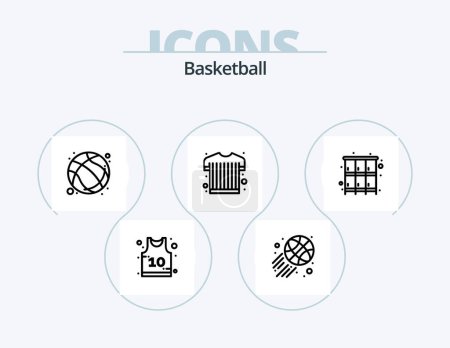 Téléchargez les illustrations : Basketball Line Icon Pack 5 Icon Design. sport. fire. achievement. basketball. star - en licence libre de droit