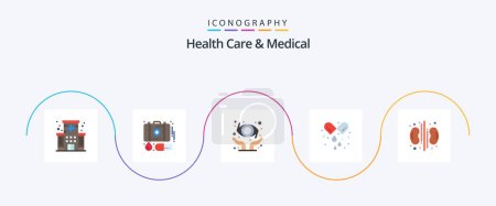 Illustration for Health Care And Medical Flat 5 Icon Pack Including kidneys. care. protect. medicine. pills - Royalty Free Image