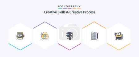 Ilustración de Creative Skills And Creative Process 25 FilledLine icon pack including check. expertise. measurement. measurement. calipers - Imagen libre de derechos