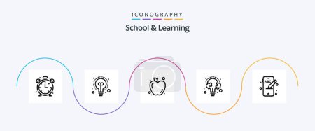 Illustration for School And Learning Line 5 Icon Pack Including phone. mobile. food. bulb. line - Royalty Free Image