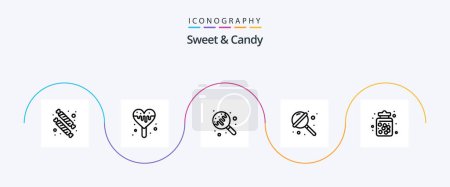 Téléchargez les illustrations : Sweet And Candy Line 5 Icon Pack Including . sweets. lollipop. food. candy jar - en licence libre de droit