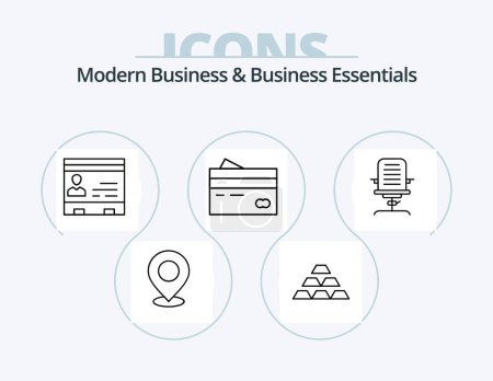 Téléchargez les illustrations : Modern Business And Business Essentials Line Icon Pack 5 Icon Design. letter. e-mail. edit. communication. write - en licence libre de droit