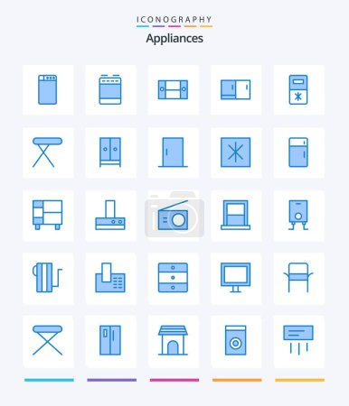 Téléchargez les illustrations : Creative Appliances 25 Blue icon pack  Such As appliances. iron. furniture. home. refrigerator - en licence libre de droit