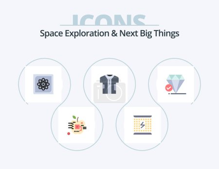 Illustration for Space Exploration And Next Big Things Flat Icon Pack 5 Icon Design. digital. cloth. electromagnetic. future. computing - Royalty Free Image