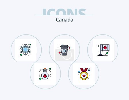 Ilustración de Canada Line Filled Icon Pack 5 Icon Design. dessert. spoon. balloons. nectar. dipper - Imagen libre de derechos