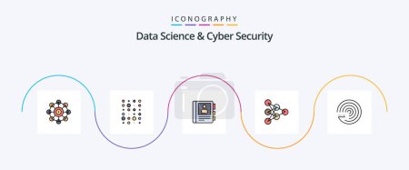 Illustration for Data Science And Cyber Security Line Filled Flat 5 Icon Pack Including model. data. phone. algorithm. learning - Royalty Free Image