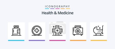 Illustration for Health and Medicine Line 5 Icon Pack Including health. clipboard. fitness. medicine. form. Creative Icons Design - Royalty Free Image