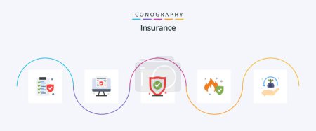 Illustration for Insurance Flat 5 Icon Pack Including . plant. protection. security. service - Royalty Free Image