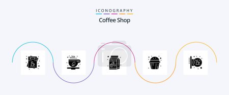 Ilustración de Coffee Shop Glyph 5 Icon Pack Including board. cup cake. leaf. cup. bean - Imagen libre de derechos
