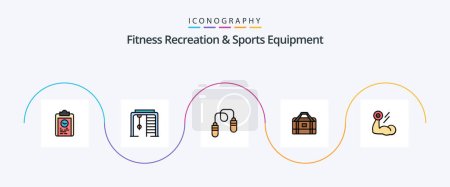 Ilustración de Fitness Recreation And Sports Equipment Line Filled Flat 5 Icon Pack Including biceps. gym. game. equipment. jumping - Imagen libre de derechos