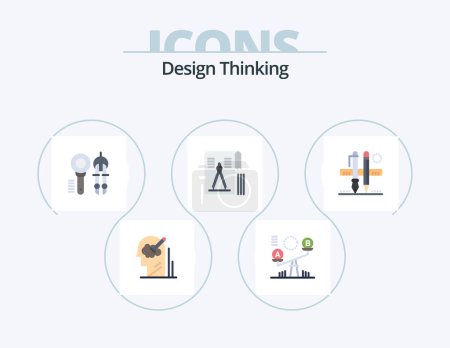Ilustración de Design Thinking Flat Icon Pack 5 Icon Design. tool. compass. lift. tool - Imagen libre de derechos