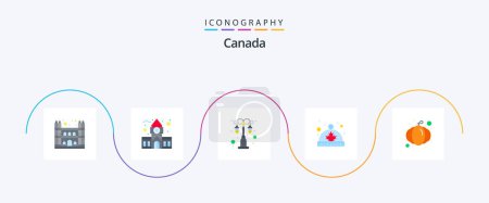Téléchargez les illustrations : Canada Flat 5 Icon Pack Including halloween. leaf. illumination. hat. canada - en licence libre de droit