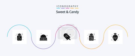 Téléchargez les illustrations : Sweet And Candy Glyph 5 Icon Pack Including dessert. food. dessert. dessert. candy - en licence libre de droit