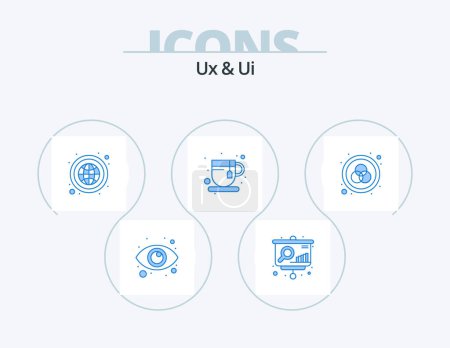 Ilustración de Ux And Ui Blue Icon Pack 5 Icon Design. rgb. tea time. earth. tea break. break time - Imagen libre de derechos