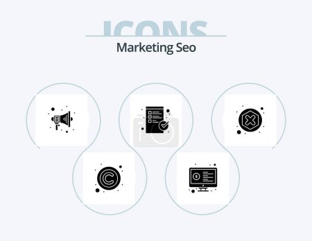 Ilustración de Marketing Seo Glyph Icon Pack 5 Icon Design. ad. checkout. screen. check. marketing - Imagen libre de derechos