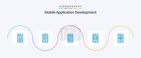 Téléchargez les illustrations : Mobile Application Development Blue 5 Icon Pack Including application. mobile application. poniter. mobile. password - en licence libre de droit