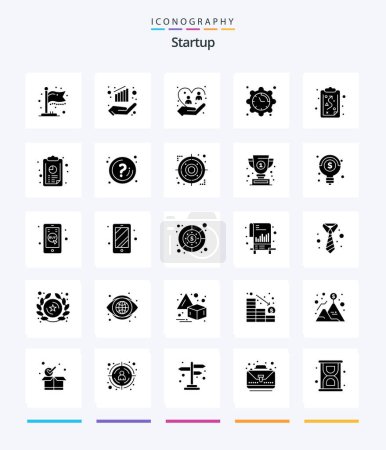 Ilustración de Creative Startup 25 Glyph Solid Black icon pack  Such As path. time. caring. date. setting - Imagen libre de derechos