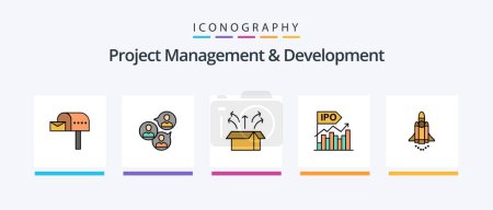 Ilustración de Project Management And Development Line Filled 5 Icon Pack Including focus. light. planning. idea. success. Creative Icons Design - Imagen libre de derechos