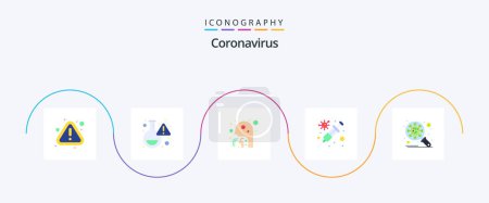 Illustration for Coronavirus Flat 5 Icon Pack Including corona. virus. cough. vaccine. flu - Royalty Free Image