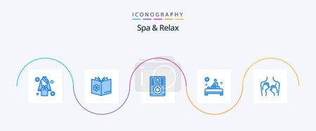 Téléchargez les illustrations : Spa And Relax Blue 5 Icon Pack Including health. therapy. mixture. table. massage - en licence libre de droit
