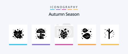 Téléchargez les illustrations : Autumn Glyph 5 Icon Pack Including garden. autumn. vine. tree. linden. Creative Icons Design - en licence libre de droit