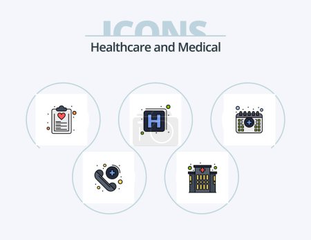 Ilustración de Medical Line Filled Icon Pack 5 Icon Design. sign. hospital. tubes. protect. insurance - Imagen libre de derechos