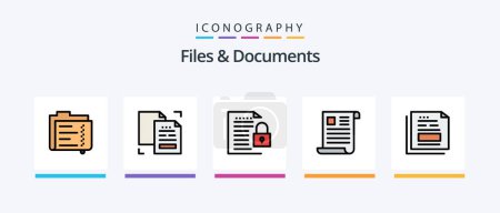 Téléchargez les illustrations : Files And Documents Line Filled 5 Icon Pack Including data. archive. file. reminder. paper. Creative Icons Design - en licence libre de droit