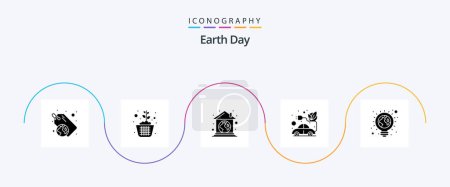 Ilustración de Earth Day Glyph 5 Icon Pack Including green. plug. soil. electric. earth green - Imagen libre de derechos