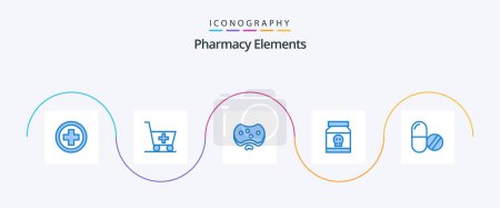 Illustration for Pharmacy Elements Blue 5 Icon Pack Including toxic. poison. care. medical. soap - Royalty Free Image
