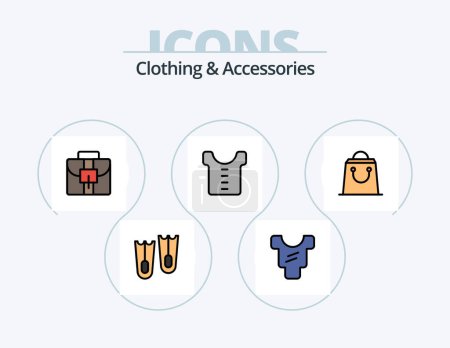 Illustration for Clothing and Accessories Line Filled Icon Pack 5 Icon Design. . fashion. first aid. bag. luggage - Royalty Free Image