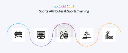 Illustration for Sports Atributes And Sports Training Line 5 Icon Pack Including jump. stretching. skate. performing. athlete - Royalty Free Image