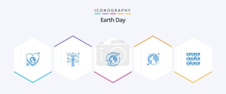 Illustration for Earth Day 25 Blue icon pack including garland. world. earth. green. earth - Royalty Free Image
