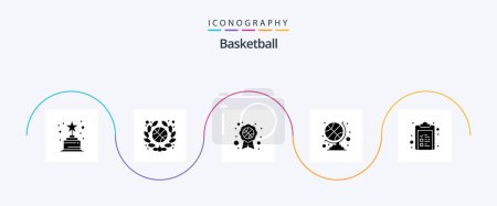 Illustration for Basketball Glyph 5 Icon Pack Including . list. recognition badge. clipboard. team - Royalty Free Image