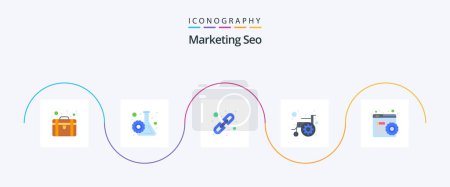 Illustration for Marketing Seo Flat 5 Icon Pack Including configure. convenience. link. cogwheel. accessibility - Royalty Free Image