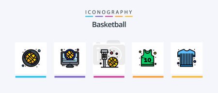 Téléchargez les illustrations : Basketball Line Filled 5 Icon Pack Including position. exercise. basketball net. sport. basketball. Creative Icons Design - en licence libre de droit