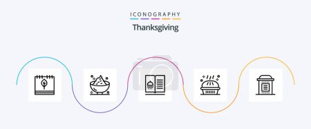 Téléchargez les illustrations : Thanksgiving Line 5 Icon Pack Including holiday. bakery. mashed. thanksgiving. menu - en licence libre de droit