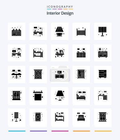 Téléchargez les illustrations : Creative Interior Design 25 Glyph Solid Black icon pack  Such As light. sleep. home decorate. crib. bed - en licence libre de droit