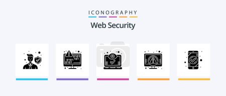Téléchargez les illustrations : Web Security Glyph 5 Icon Pack Including pc. computer. encryption. views. screen. Creative Icons Design - en licence libre de droit
