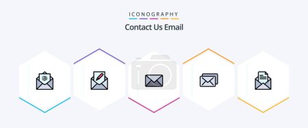 Illustration for Email 25 FilledLine icon pack including office. text. email. message. business - Royalty Free Image
