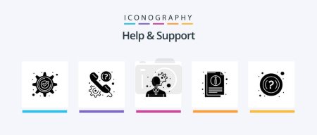 Ilustración de Help And Support Glyph 5 Icon Pack Including document. information. help. info. gear. Creative Icons Design - Imagen libre de derechos