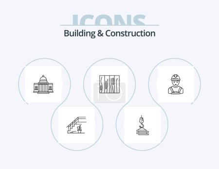 Illustration for Building And Construction Line Icon Pack 5 Icon Design. build. warning. color. stop. road - Royalty Free Image