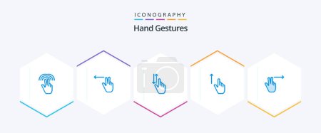 Téléchargez les illustrations : Hand Gestures 25 Blue icon pack including fingers. gestures. gestures. gesture. up - en licence libre de droit