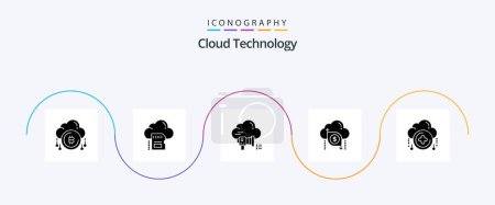 Téléchargez les illustrations : Cloud Technology Glyph 5 Icon Pack Including dollar. cloud. cloud. announcement. promotion - en licence libre de droit