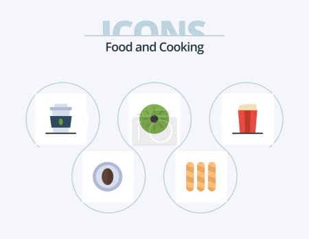 Illustration for Food Flat Icon Pack 5 Icon Design. pop. kiwi interior. coffee. food. food - Royalty Free Image